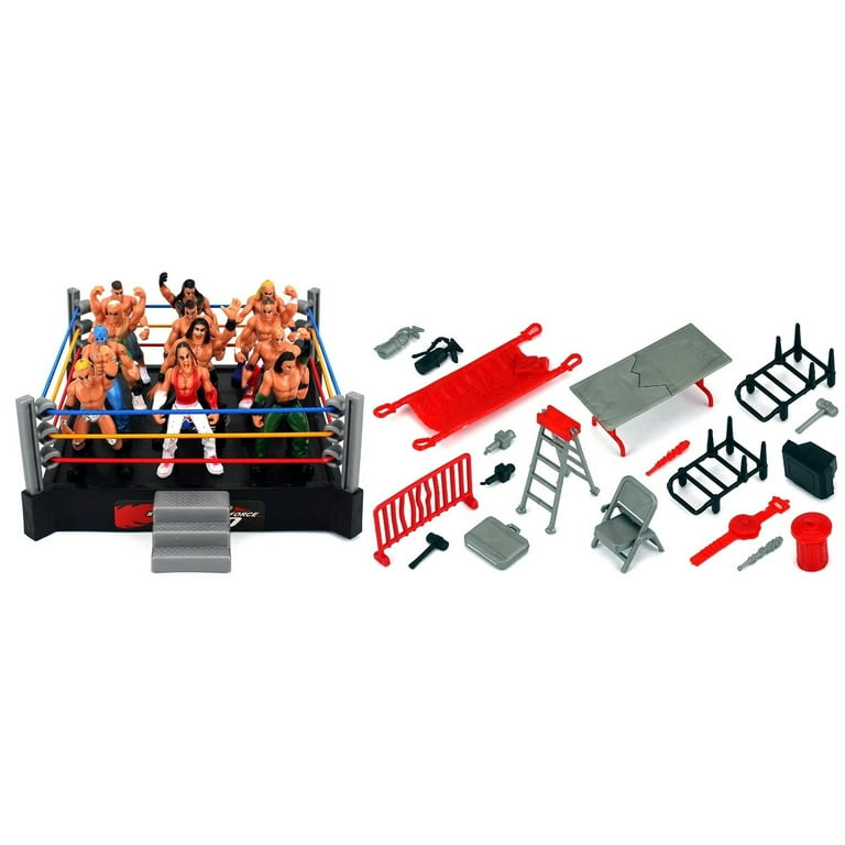 Wrestle RoundUp Little Wrestlers Rumbling Cage Set Multicolor