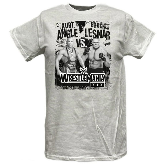 WrestleMania 19 XIX WWE Kurt Angle vs Brock Lesnar Mens White T-shirt 5XL