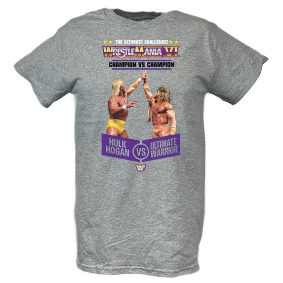 Wrestlemania 6 Hulk Hogan Ultimate Warrior Mens Gray T-shirt M