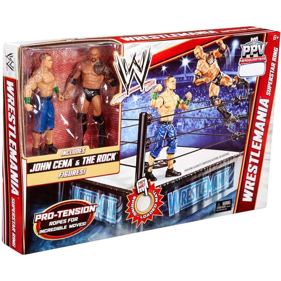 Mattel Wrestlemania Superstar Ring Action Figure Playset with John Cena and The Rock