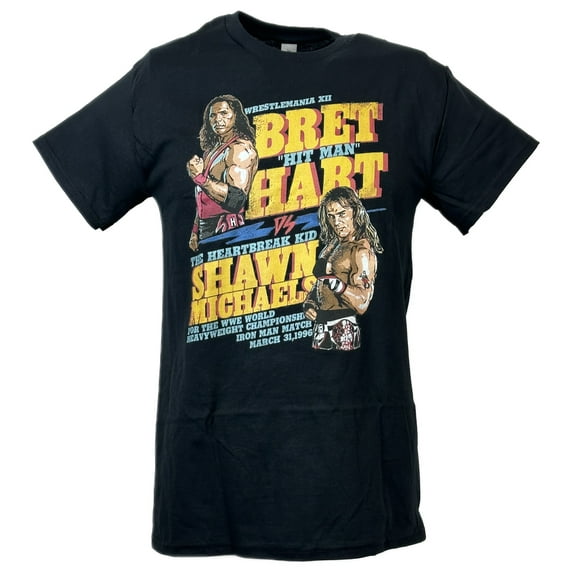 Wrestlemania XII Bret Hart Vs Shawn Michaels Black T-shirt