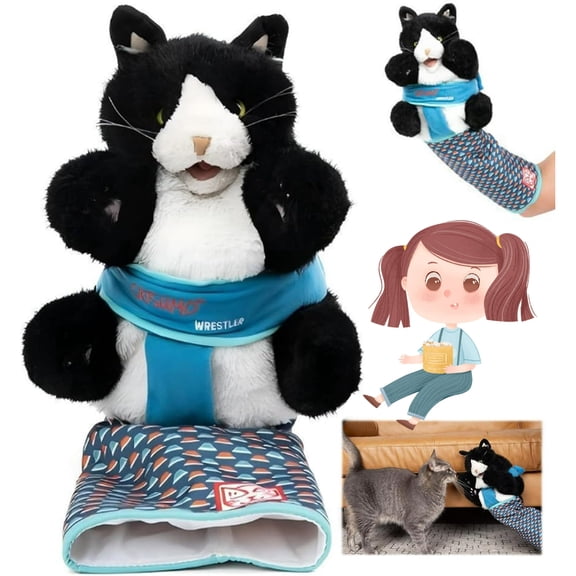 Wrestler Cat 2025 New Soft Plush Cat Hand Puppet - Interactive Kitten Toy for Playtime, Bonding & Indoor Fun