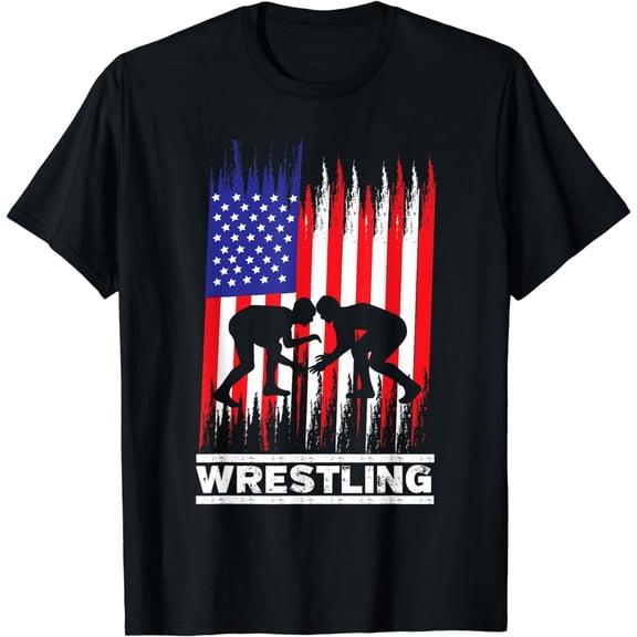 Wrestler Wrestling Fans American Flag Men Women Gift T-Shirt