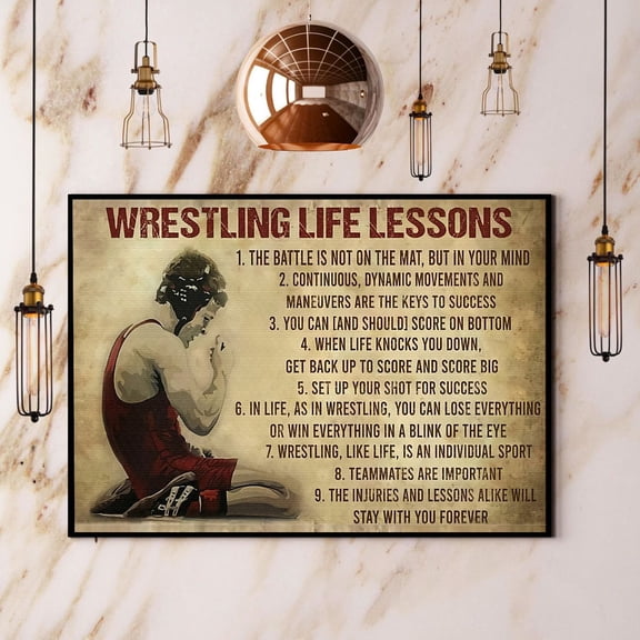 Wrestler Wrestling Life Lesson The Battles Is Not On The Mat But In Your Mind Horizontal Paper Poster No Frame Wrapped Wall Decor 11 x 17 Inch Poster
