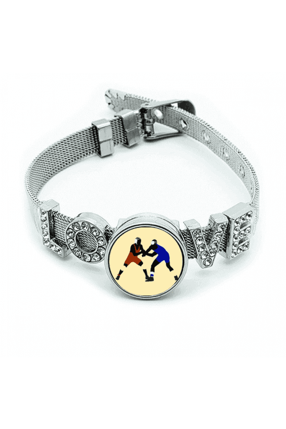 Wrestling American Athletic Fitness Bracelet Wristband Crystal Love Adjustable Bangle