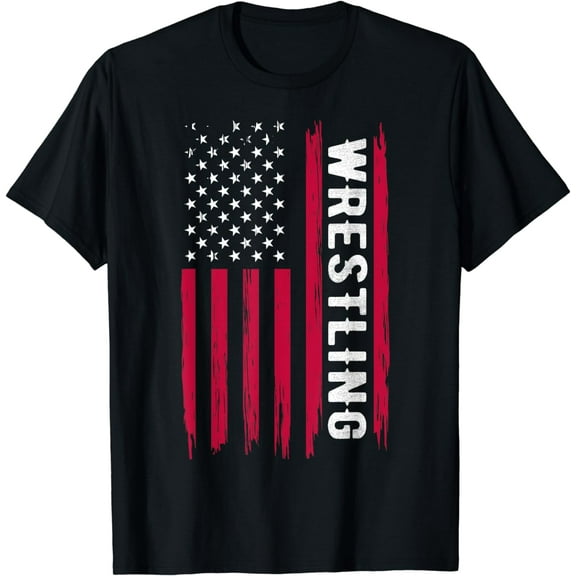 Wrestling American USA Flag Funny Wrestle Men Boy Wrestling T-Shirt