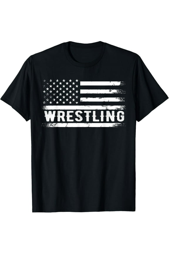 Wrestling American USA Flag Funny Wrestle Men Boy Wrestling T-Shirt