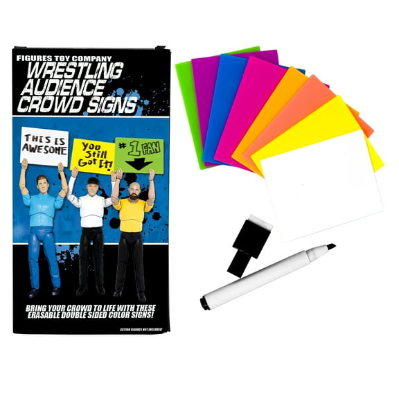 Wrestling Audience Crowd Sign Accessory Pack for WWE & AEW Wrestling Action Figures