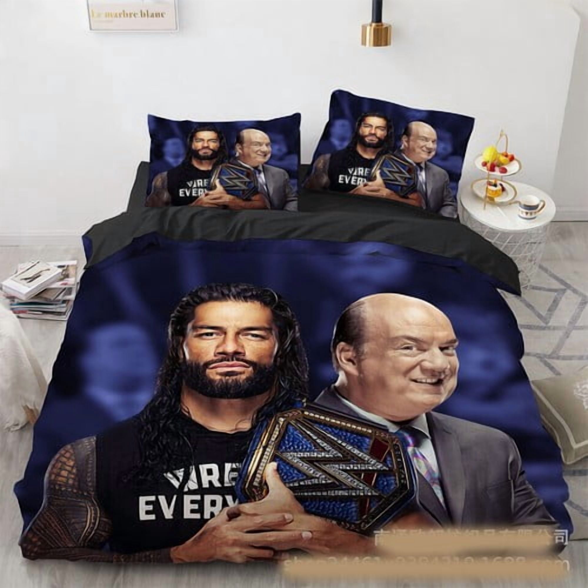 Wrestling Bedding Set, 3-Piece Wrestling Duvet Cover Ultra Soft Breathable 3D Printed Microfiber Comforter Cover, Cartoon Wrestling Comforter Cover with 2 Pillowcases