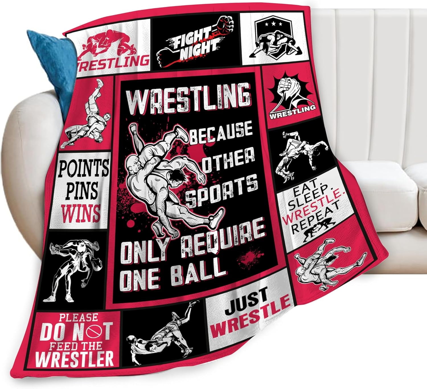 Wrestling Blanket Wrestling Throw Blanket Soft Fleece Flannel Bedding Wrestling Gifts for Men Wrestler Boys Women Girls Lovers Adults Stuff Plush for Couch Sofa Bed Room Decor 40"X50"