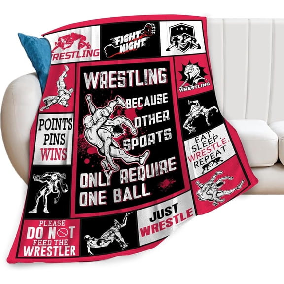 Wrestling Blanket Wrestling Throw Blanket Soft Fleece Flannel Bedding Wrestling Gifts for Men Wrestler Boys Women Girls Lovers Adults Stuff Plush for Couch Sofa Bed Room Decor 40"X50"