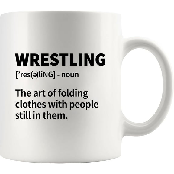 Wrestling Definition Mug Wrestling Gifts Wrestler Dad Husband Boyfriend Uncle Funny Wrestling Coach Gifts Novelty Drinkware Ceramic Mug 11 oz White