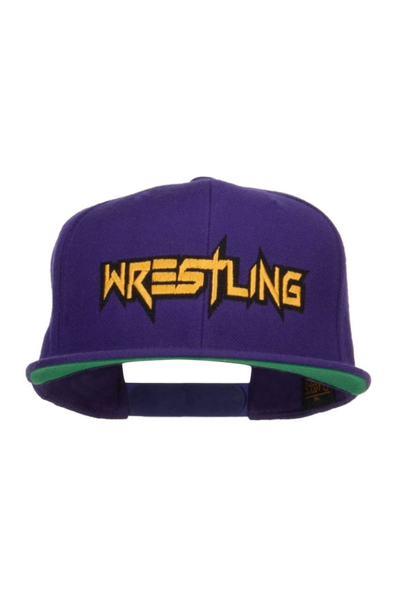 Wrestling Embroidered Snapback Cap - Purple OSFM