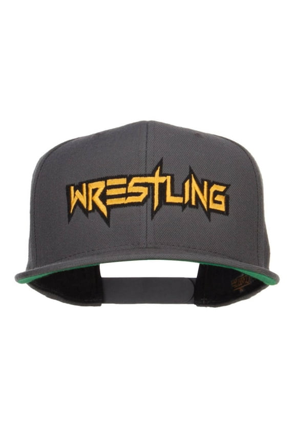 Wrestling Embroidered Snapback Cap - Silver OSFM