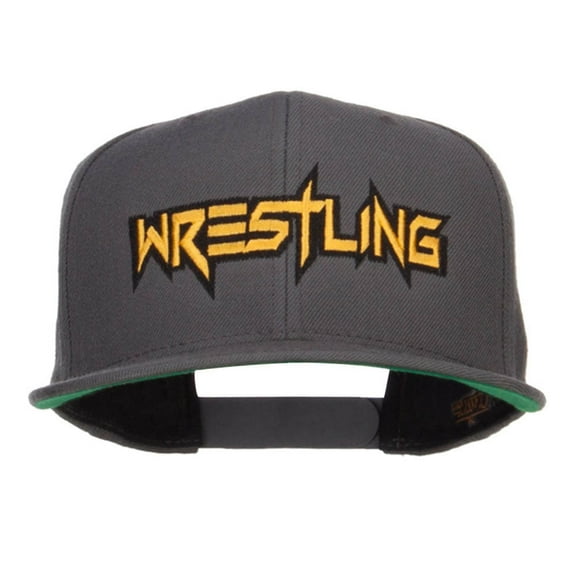 Wrestling Embroidered Snapback Cap - Silver OSFM
