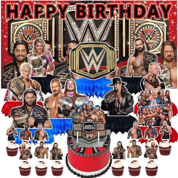 Wrestling Honeycomb Centerpieces Table Toppers Decorations for Birthday Backdrop Party Decor Supplies Banner