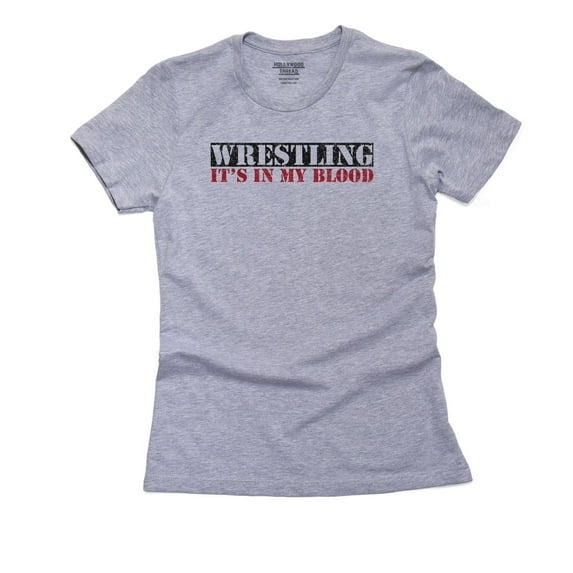 Wrestling - It's In My Blood Women's Cotton Grey T-Shirt