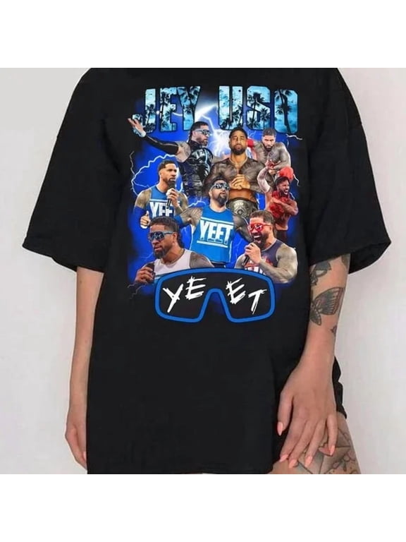 Wrestling Jey Uso WWE Big Face Yeet Black T-Shirt