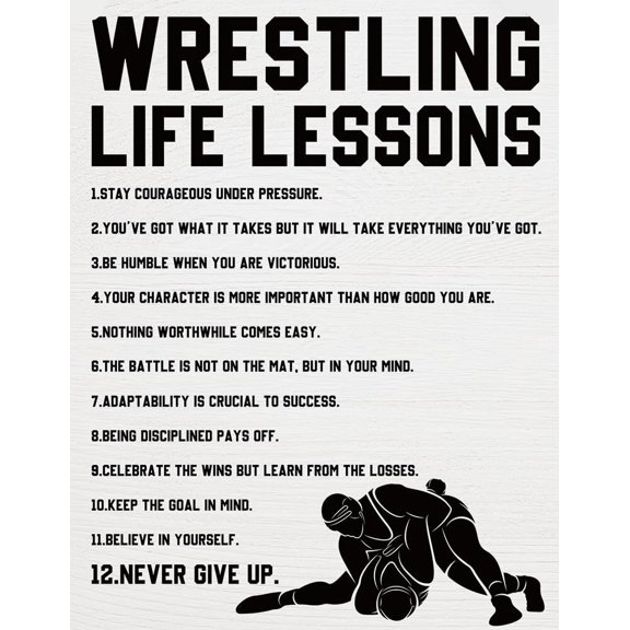 Wrestling Life Lessons Inspirational Wrestling Wall Art Decor, Wrestling Wall Hanging Decor for Home Office Bedroom Decoration poster