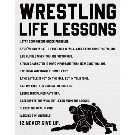 Wrestling Life Lessons Inspirational Wrestling Wall Art Decor poster Wrestling Wall Hanging Decor for Home Office Bedroom Decoration poster