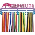 thumbnail image 1 of Wrestling Medal Hanger Display Sports Medal Holder Display Rack Wall Mount Hanger Decor 3 Lines Sport Award Rack with Screws and Gift Box for over 50 Medals Pink blue Gradient 15.75inch, 1 of 7