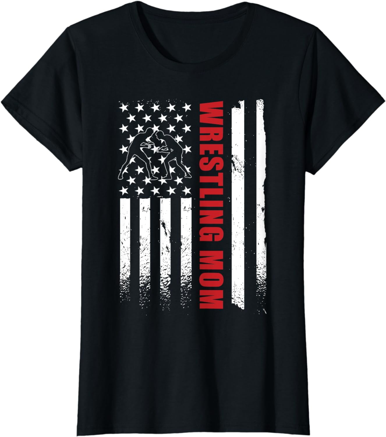Wrestling Mom Apparel Mothers Day US Flag Wrestling Mama T-Shirt ...