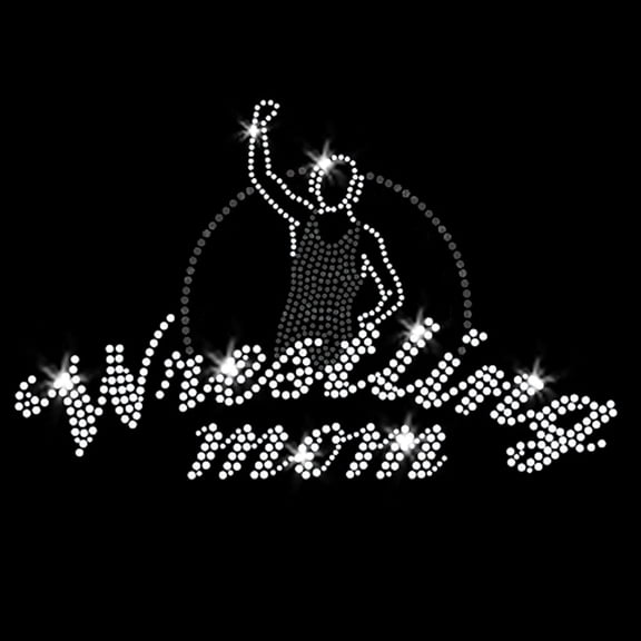 Wrestling Mom Victory Wrestler Iron-on Sparkly Bling Clear Rhinestone Crystals Heat Transfer by JCS Rhinestones