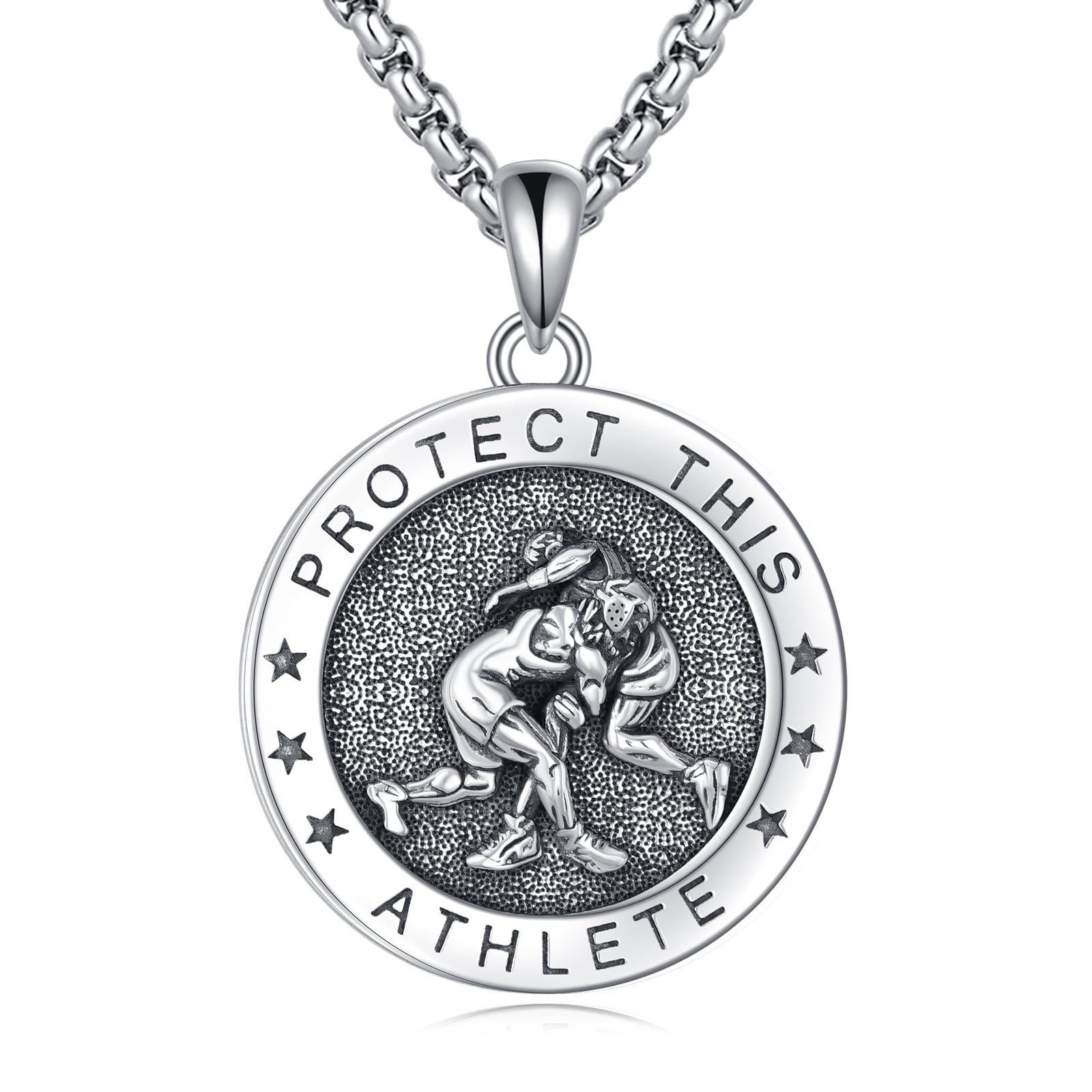 Wrestling Necklace Sterling Silver St Sebastian Athlete Medal Pendant ...