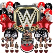 Wrestling Party Supplies Balloons Cake Topper Birthday Set Decorations Kit Fans