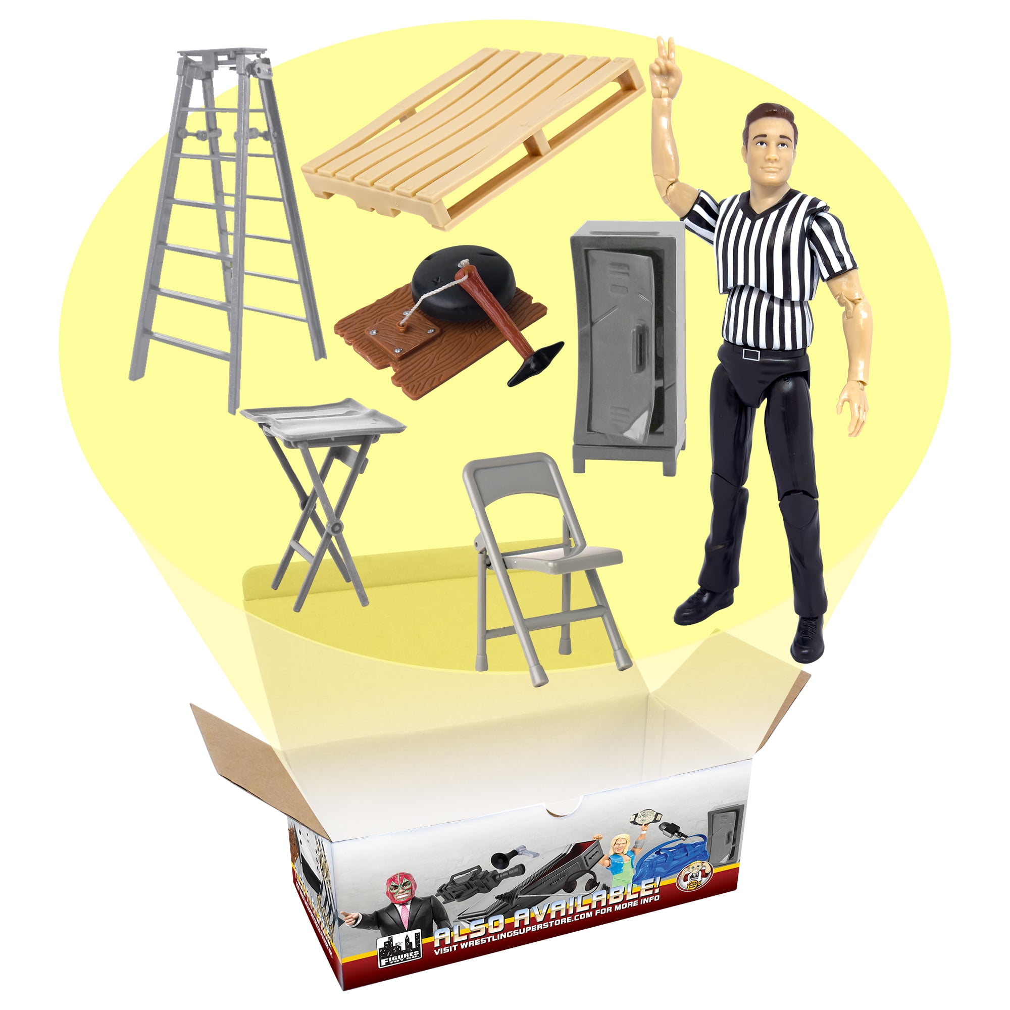 Wrestling Referee Action Figure & Accessory Set for WWE & AEW Wrestling