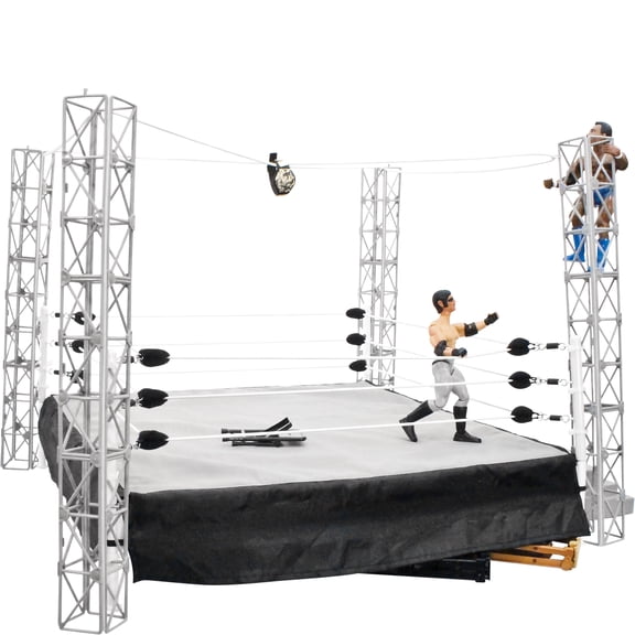 Wrestling Ring for WWE & AEW Action Figures & Highwire War Playset