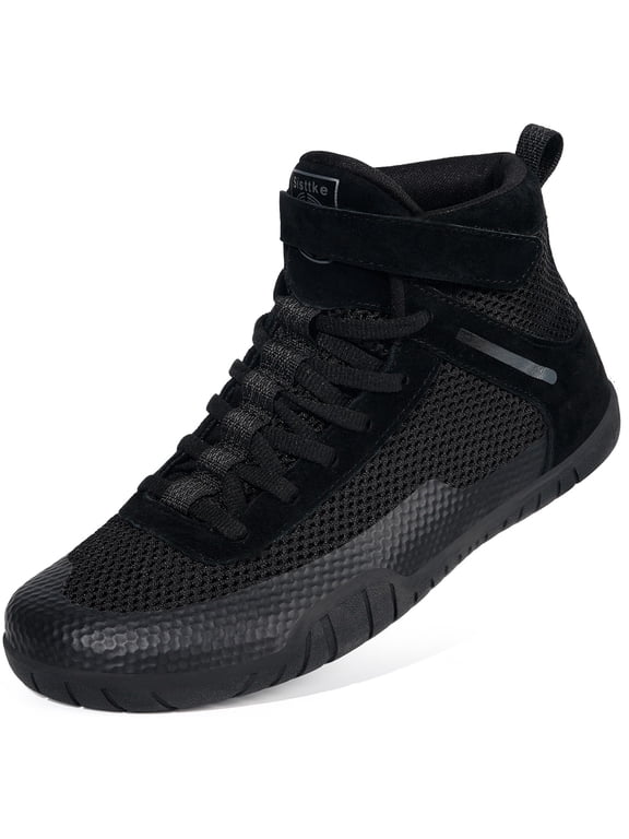 Wrestling Shoes Mens Boxing Shoe Fitness Weightlifting Powerlifting Zero Drop Sole Black,12 Wide