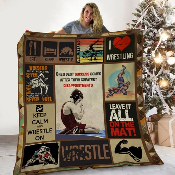 Wrestling Sports Mat Theme Soft Fleece Blanket, 40x50in Fleece Blanket