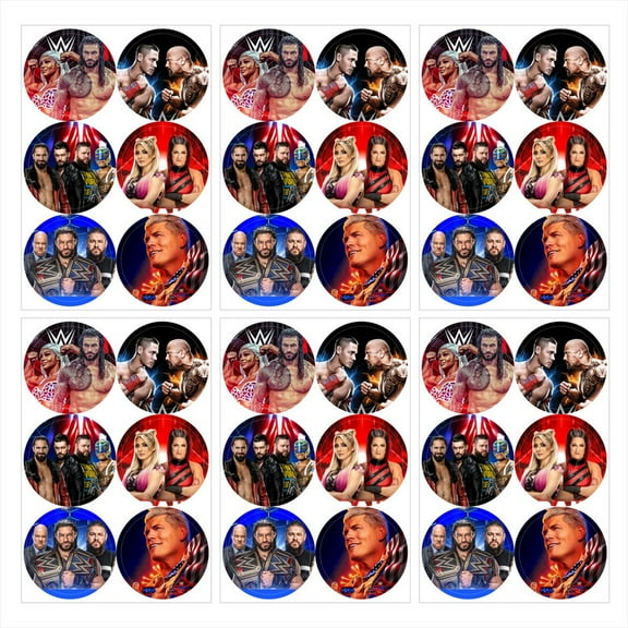 Wrestling Stickers Party Favors Labels Birthday Thank You Themed Round Circle Baby Shower 60pcs