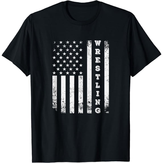 Wrestling Vintage American Flag USA Quote Wrestler Wrestle T-Shirt