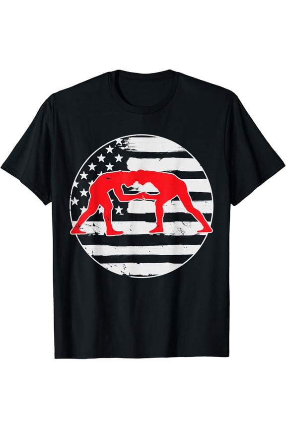 Wrestling Wrestle American USA Flag 4th Of July Vintage T-Shirt mens t shirt，black，women，funny，misfits，men，journey