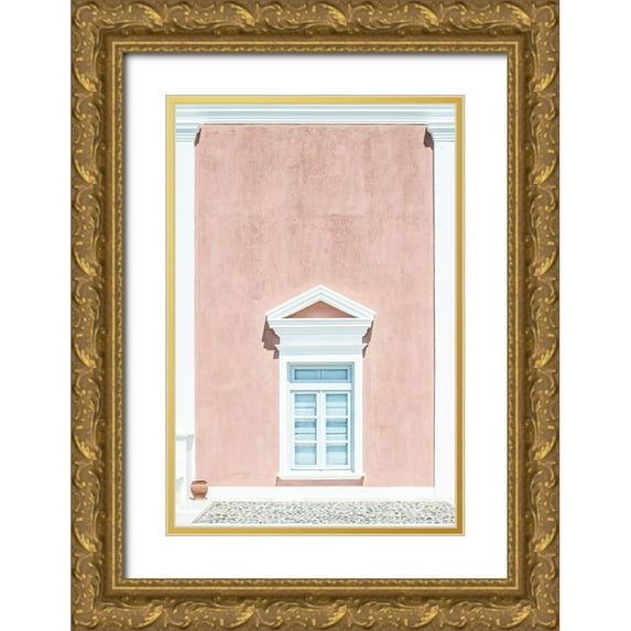 Wride, Linda 13x18 Gold Ornate Wood Framed with Double Matting Museum Art Print Titled - Pink Wall And A Pediment