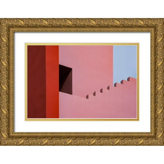 Wride, Linda 18x13 Gold Ornate Wood Framed with Double Matting Museum Art Print Titled - Muralla Roja #7