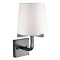 thumbnail image 1 of Wright 1-Light Bronze Plug-In or Hardwire Wall Sconce with White Fabric Shade, 1 of 1