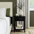 thumbnail image 1 of Wright 23" Tall Black Solid Wood 1-Drawer Nightstand by East at Main, Wooden Farmhouse End Table, 1 of 9