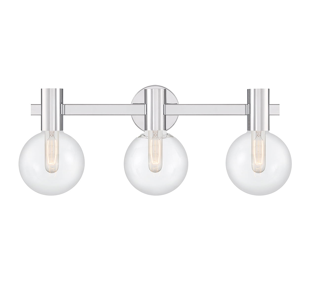 Wright 3-Light Chrome Vanity Light with Clear Glass Shades
