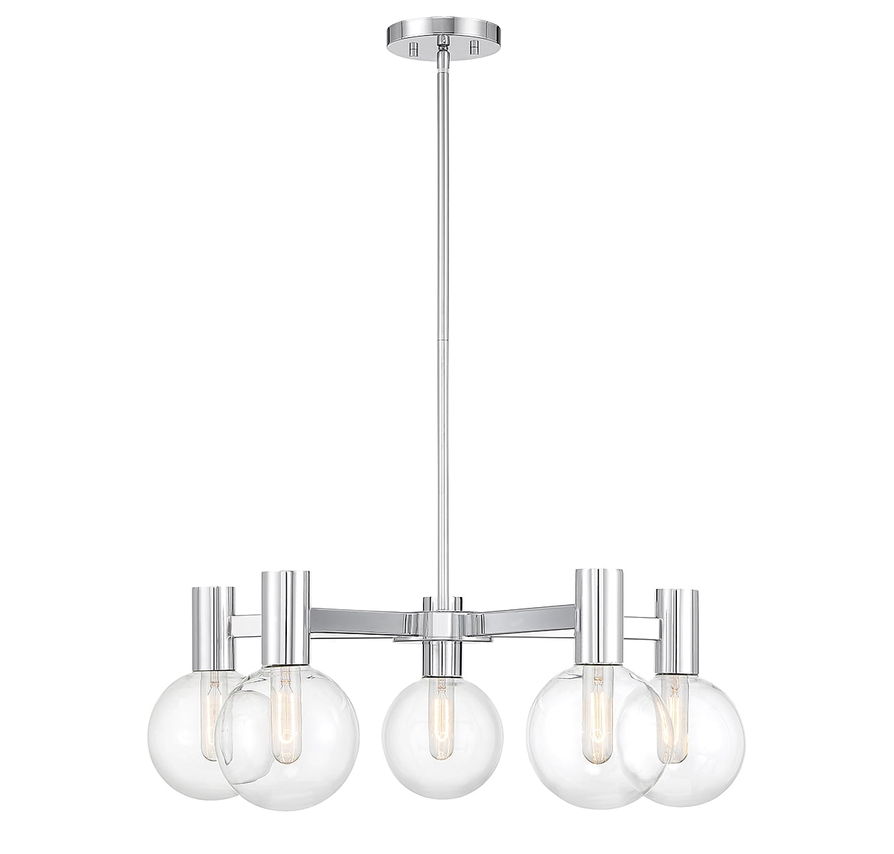 Wright Chrome 5-Light Chandelier with Clear Glass Shades