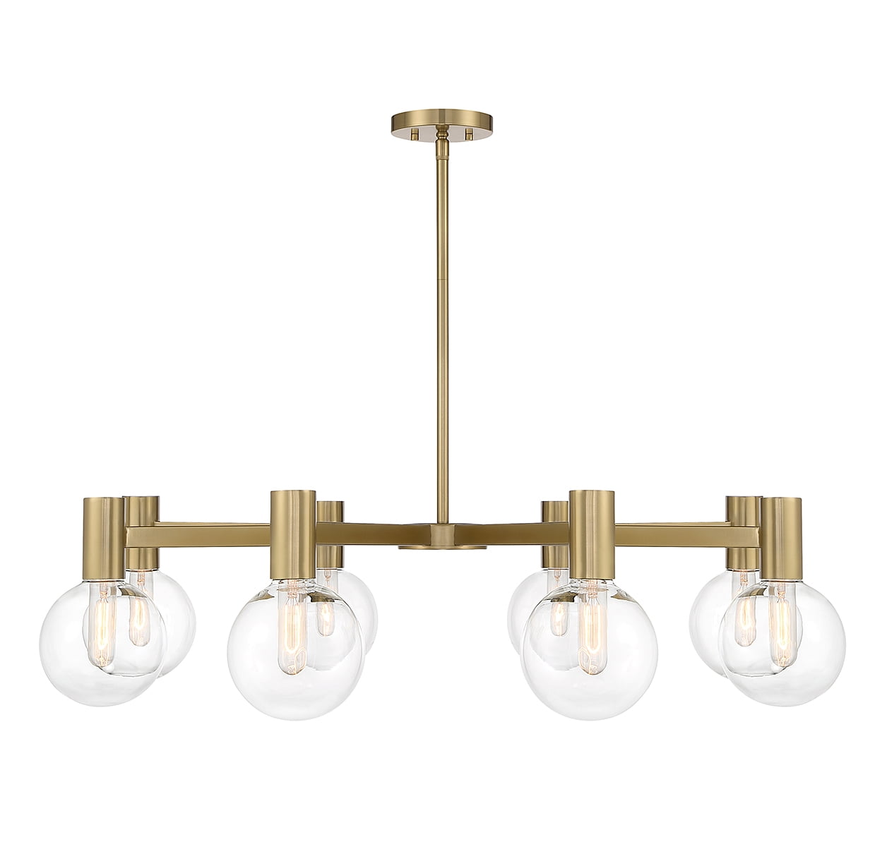 Wright 8-Light Warm Brass Chandelier with Clear Glass Shades