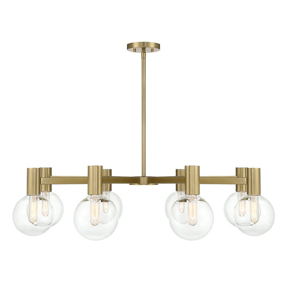 Warm Brass Eight Light Chandelier from the Wright Collection