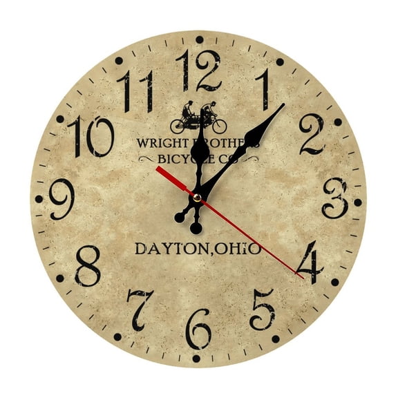 Wright Brothers Durable Wooden Analog Wall Clock, Silent Sweep Clock for Living Room & Office Decor