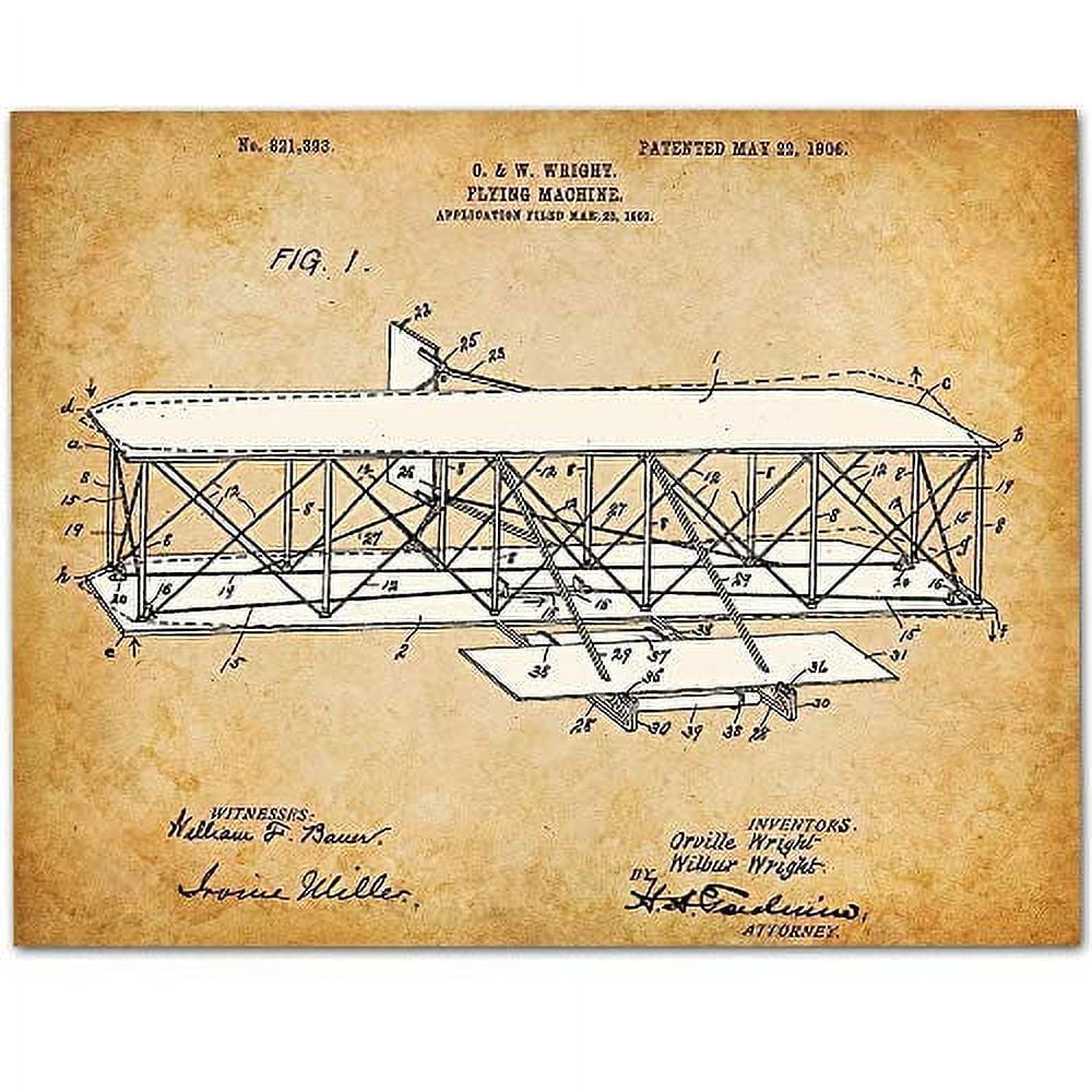 Vintage Wright Brothers Flying Machine Patent Print