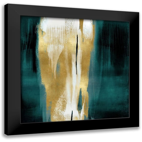 Wright, Christine 20x20 Black Modern Framed Museum Art Print Titled - Free Fall Green with Gold I