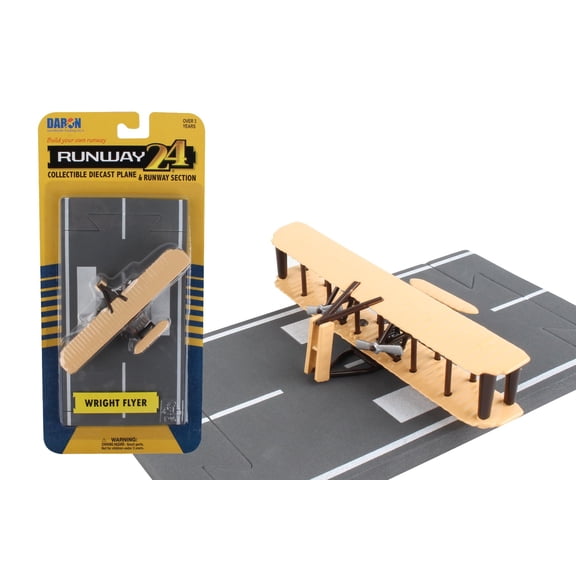 Wright Flyer Biplane Aircraft Beige with Runway Section Diecast Model Airplane by Runway24