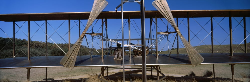 Wright Flyer sculpture at Wright Brothers National Memorial Kill Devil Hills Kitty Hawk Outer Banks North Carolina USA Canvas Art - Panoramic Images (36 x 12)