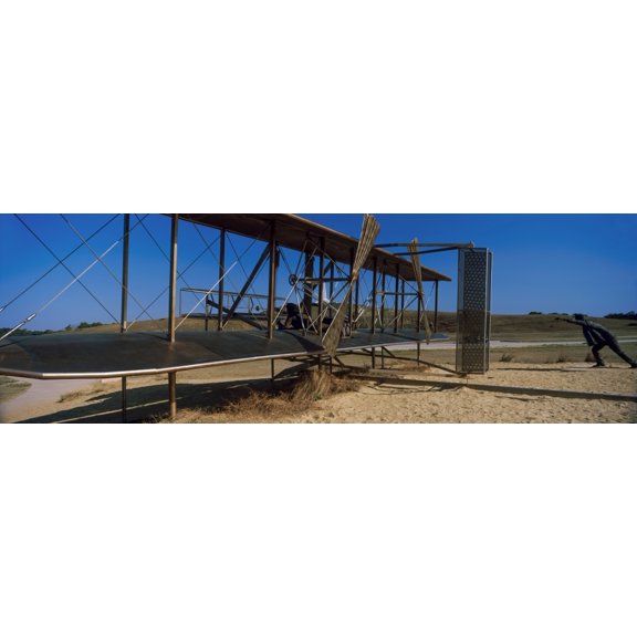 Wright Flyer sculpture at Wright Brothers National Memorial Kill Devil Hills Kitty Hawk Outer Banks North Carolina USA Canvas Art - Panoramic Images (36 x 12)